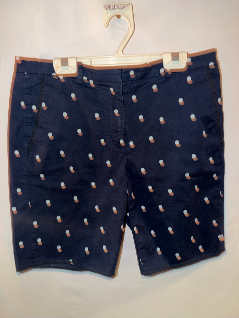 J. Crew Navy Polka Dot Flat-Front Shorts